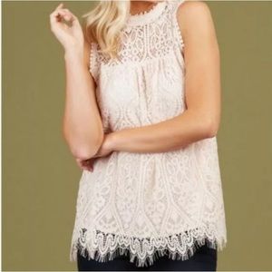 Altar'd State Sleeveless Lace Blouse Bethel Tank